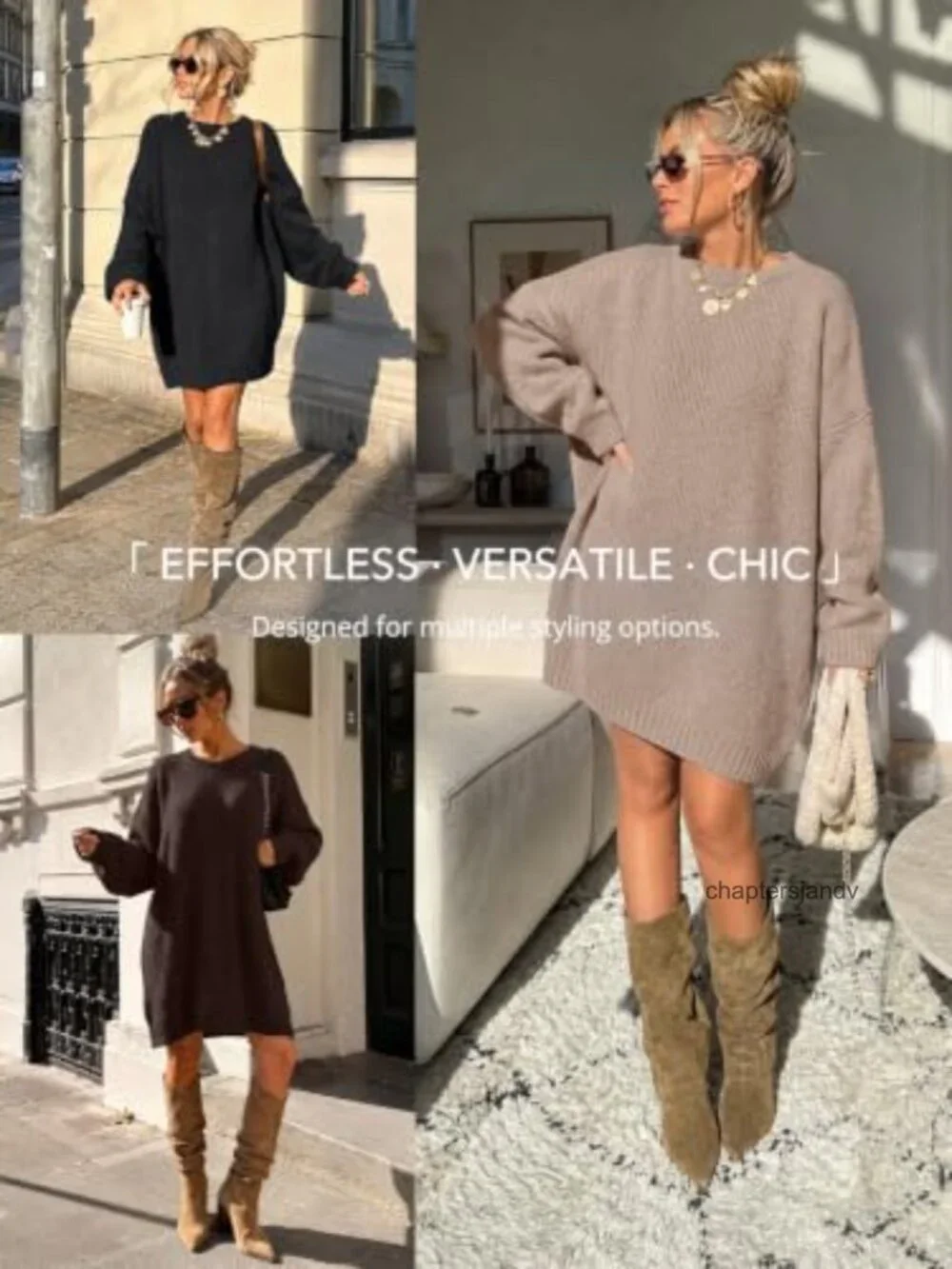 Oversized Long Crew Neck Chunky Knit Pullover Sweater